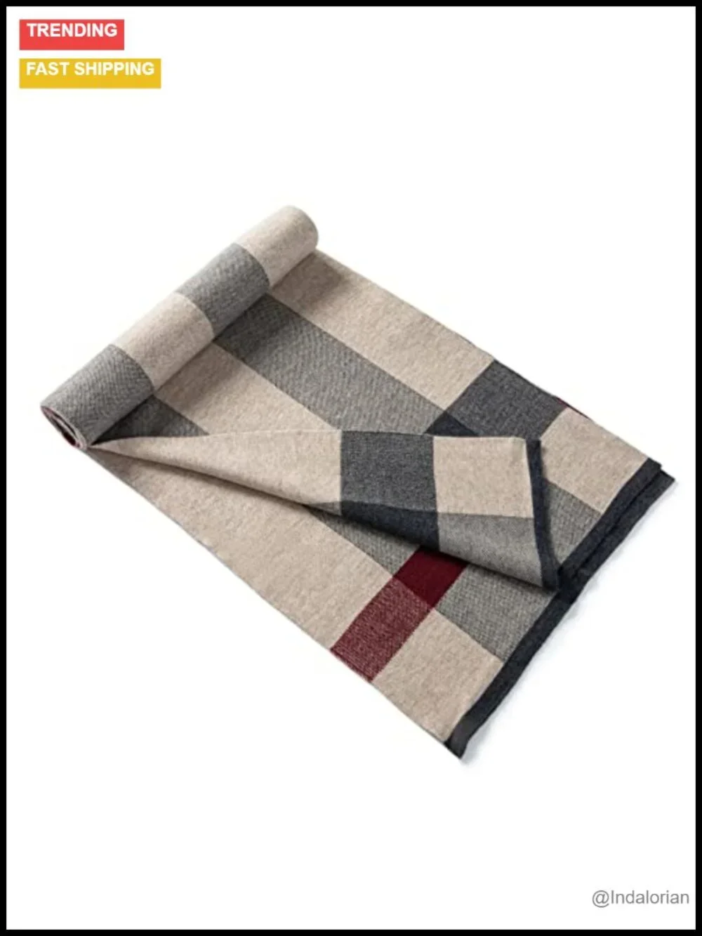Merino Wool Tartan Plaid Lightweight Winter Scarf with Gift Box